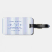 Elegant Personalized Monogram Blue Stripe ラゲッジタグ (裏面横)