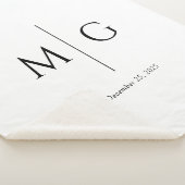 Elegant Personalized Monogram Date Sherpa Blanket シェルパブランケット (3/4)
