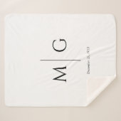 Elegant Personalized Monogram Date Sherpa Blanket シェルパブランケット (正面(横))