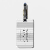 Elegant Personalized Monogram Gray Stripe ラゲッジタグ (裏面縦)