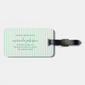 Elegant Personalized Monogram Green Stripe ラゲッジタグ (裏面横)