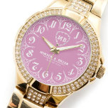Elegant Personalized Monogram Perfect Gift pink 腕時計<br><div class="desc">Elegant Personalized Monogram – Romantic Couple’s Gift Celebrate love with this custom monogram watch, designed for couples who cherish timeless elegance. Featuring a soft pink background with beautiful white letters, this romantic wedding keepsake is the perfect personalized anniversary gift for newlyweds, engagements, or special milestones. This luxury floral monogram watch...</div>