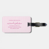 Elegant Personalized Monogram Pink Stripes ラゲッジタグ (裏面横)