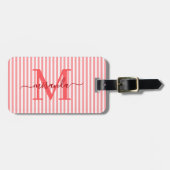 Elegant Personalized Monogram Red Stripe ラゲッジタグ (正面横)
