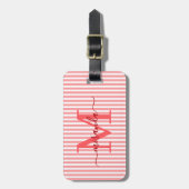 Elegant Personalized Monogram Red Stripe ラゲッジタグ (正面縦)
