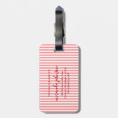 Elegant Personalized Monogram Red Stripe ラゲッジタグ (裏面縦)