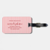 Elegant Personalized Monogram Red Stripe ラゲッジタグ (裏面横)
