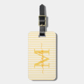 Elegant Personalized Monogram Yellow Stripes ラゲッジタグ (正面縦)