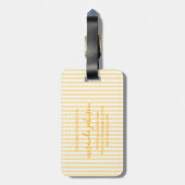 Elegant Personalized Monogram Yellow Stripes ラゲッジタグ (裏面縦)