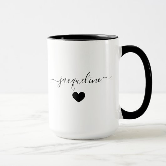 Elegant Personalized Mug with Name and Heart マグカップ (右)