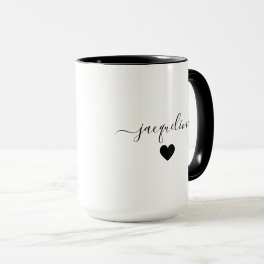 Elegant Personalized Mug with Name and Heart マグカップ (正面右)