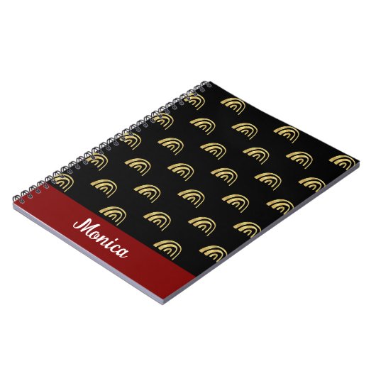 Elegant Personalized name  gold rainbow  pattern ノートブック (左側)