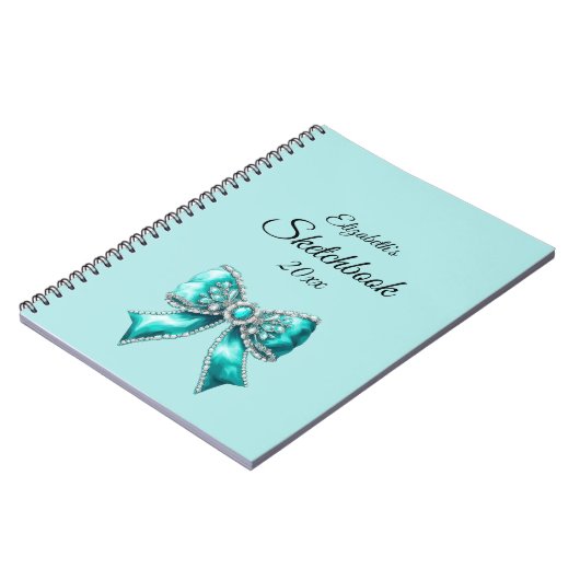 Elegant Personalized Name Notebook with Bow ノートブック (左側)