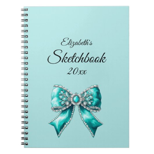 Elegant Personalized Name Notebook with Bow ノートブック (正面)