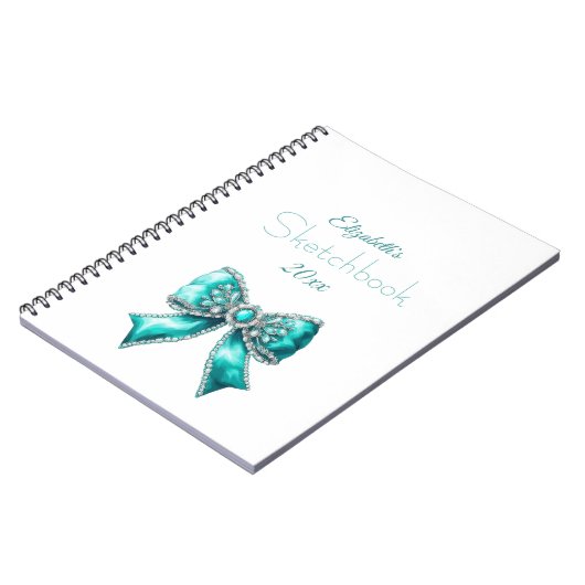 Elegant Personalized Name Notebook with Bow ノートブック (左側)