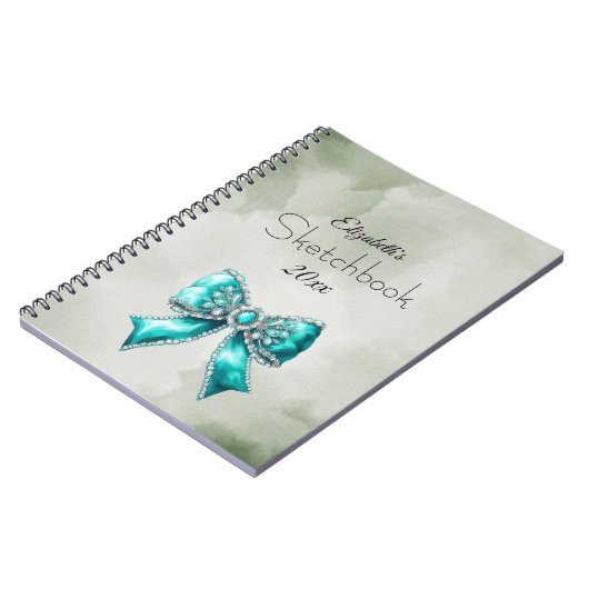 Elegant Personalized Name Notebook with Bow ノートブック (左側)