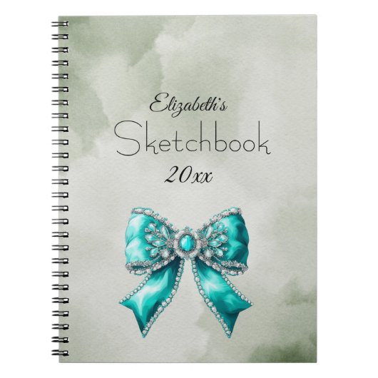 Elegant Personalized Name Notebook with Bow ノートブック (正面)