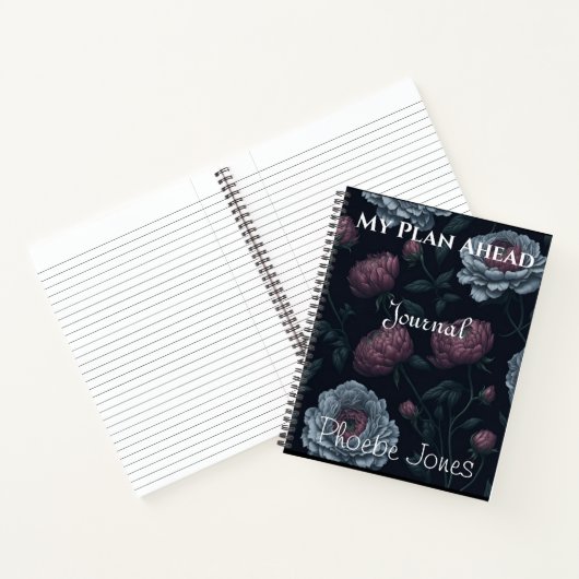 Elegant Personalized Name Peonies Journal Notebook ノートブック (内部)