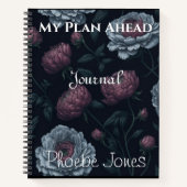 Elegant Personalized Name Peonies Journal Notebook ノートブック (正面)