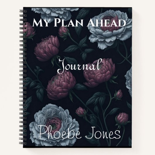Elegant Personalized Name Peonies Journal Notebook ノートブック (正面)