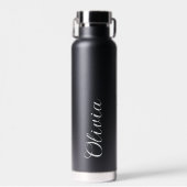 Elegant Personalized Name Script Water Bottle ウォーターボトル (正面)