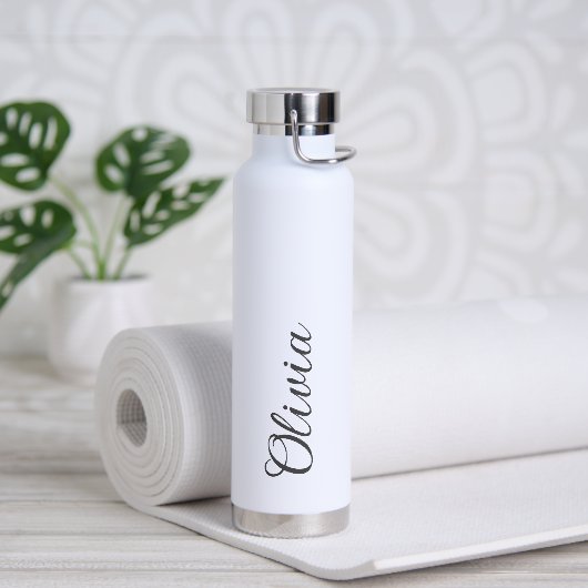 Elegant Personalized Name Script Water Bottle ウォーターボトル (ヨガ (回転後))