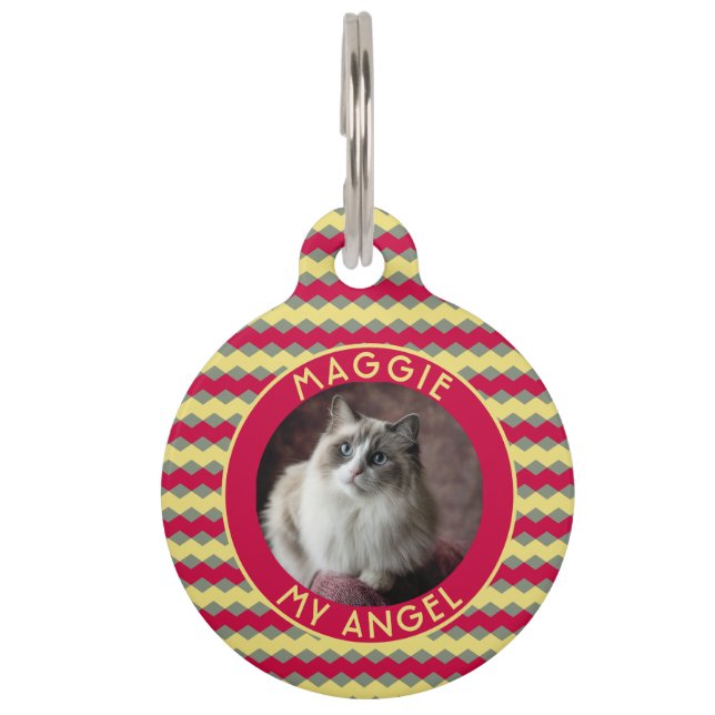 Elegant Personalized Pet Gift Chevron Checkers ペット　ネームタグ (正面)