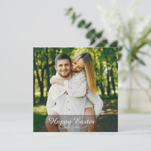 Elegant Personalized Photo Happy Easter シーズンカード (スタンド正面)