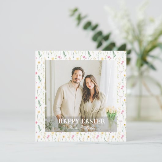 Elegant Personalized Photo Happy Easter シーズンカード (スタンド正面)