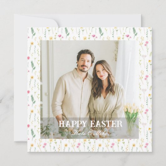 Elegant Personalized Photo Happy Easter シーズンカード (正面)