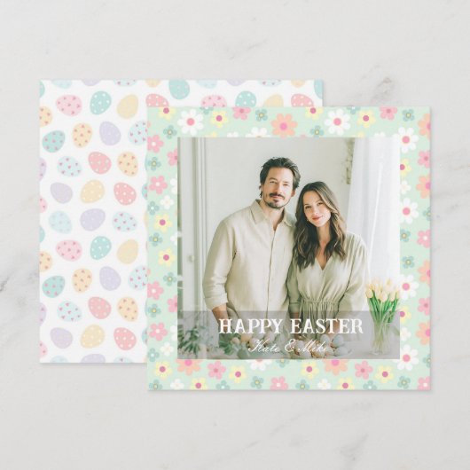 Elegant Personalized Photo Happy Easter シーズンカード (正面/裏面)
