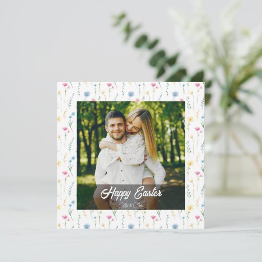 Elegant Personalized Photo Happy Easter  シーズンカード (スタンド正面)