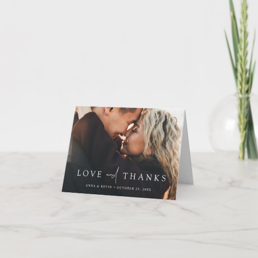 Elegant Personalized Photo Wedding Thank You Card サンキューカード (正面)