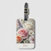 Elegant Personalized Pink Purple Watercolor Floral ラゲッジタグ (正面縦)