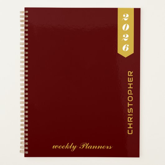 Elegant Personalized Professional Script Maroon プランナー手帳 (正面)