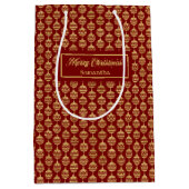 Elegant Personalized Red and Gold Gift Bag ミディアムペーパーバッグ (正面)