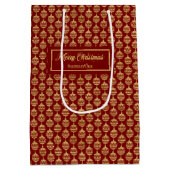 Elegant Personalized Red and Gold Gift Bag ミディアムペーパーバッグ (裏面)