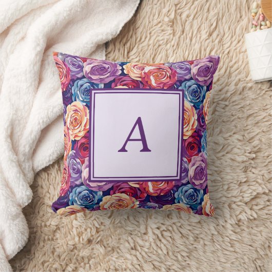 Elegant Personalized Romantic Floral Chic Throw クッション (ブランケット)