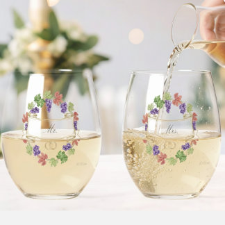 Elegant Personalized Stemless Wine Glass Set of 2 ステムなしワイングラス