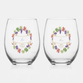 Elegant Personalized Stemless Wine Glass Set of 2 ステムなしワイングラス (正面)