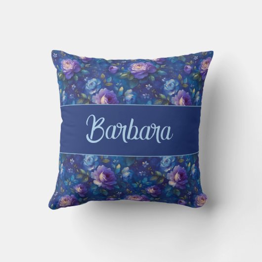 Elegant Personalized Stylish Romantic Floral Chic クッション (裏面)