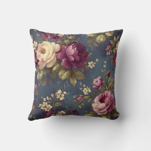 Elegant Personalized Stylish Romantic Floral Chic クッション (裏面)