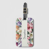 Elegant Personalized Watercolor Floral Pink Orange ラゲッジタグ (正面縦)