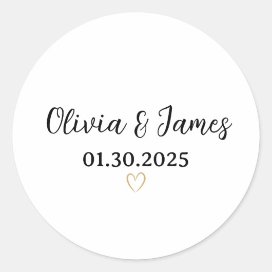 Elegant Personalized Wedding Couple Name Labels ラウンドシール (正面)