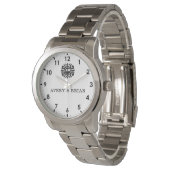 Elegant Personalized White & Black Monogram custom 腕時計 (アングル)