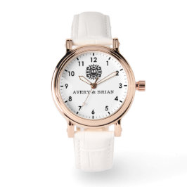 Elegant Personalized White & Black Monogram custom 腕時計