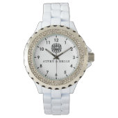 Elegant Personalized White & Black Monogram custom 腕時計 (正面)