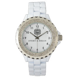 Elegant Personalized White & Black Monogram custom 腕時計