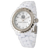 Elegant Personalized White & Black Monogram custom 腕時計 (アングル)