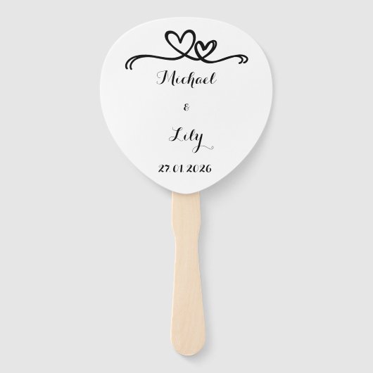 Elegant Personalized White wedding  ハンドファン (正面)